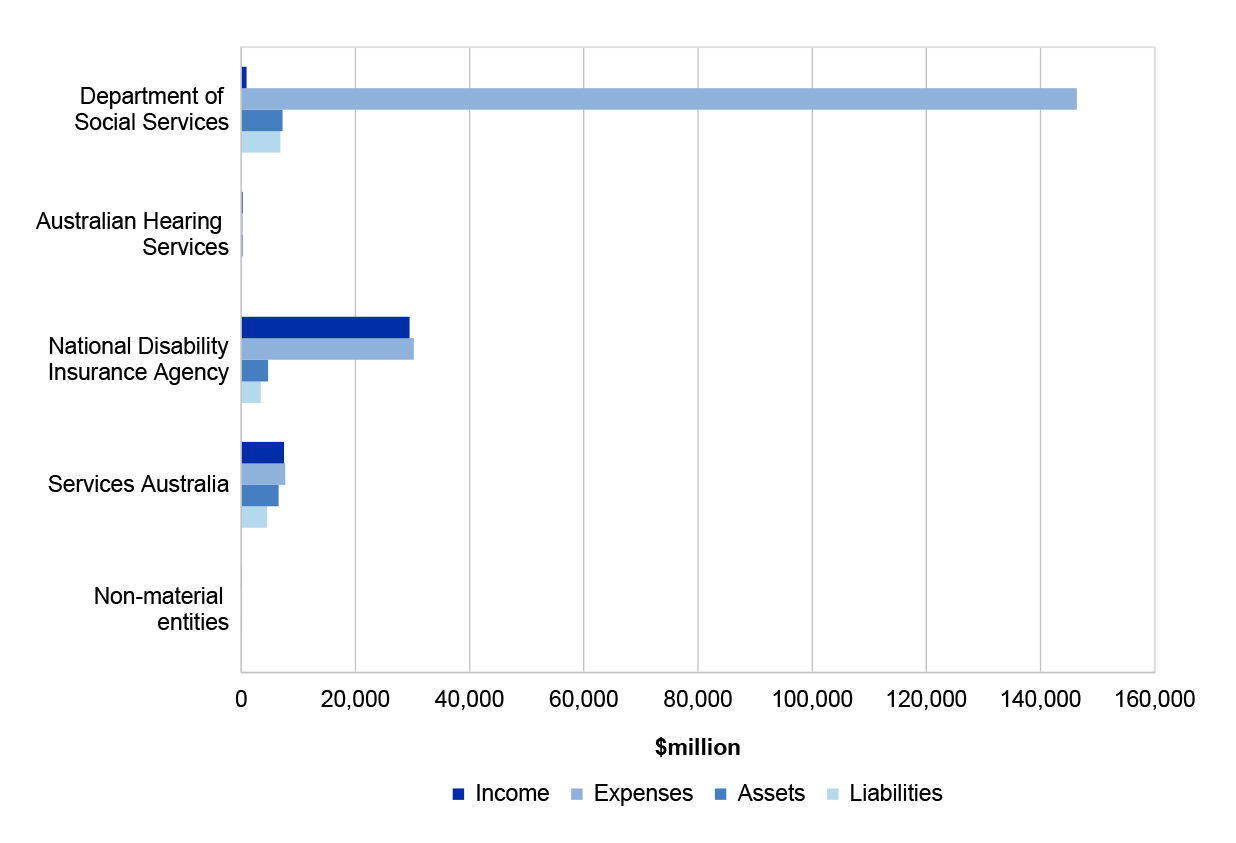 Figure 4.13.1 shows the Social Services portfolio’s income, expenses, assets and liabilities.