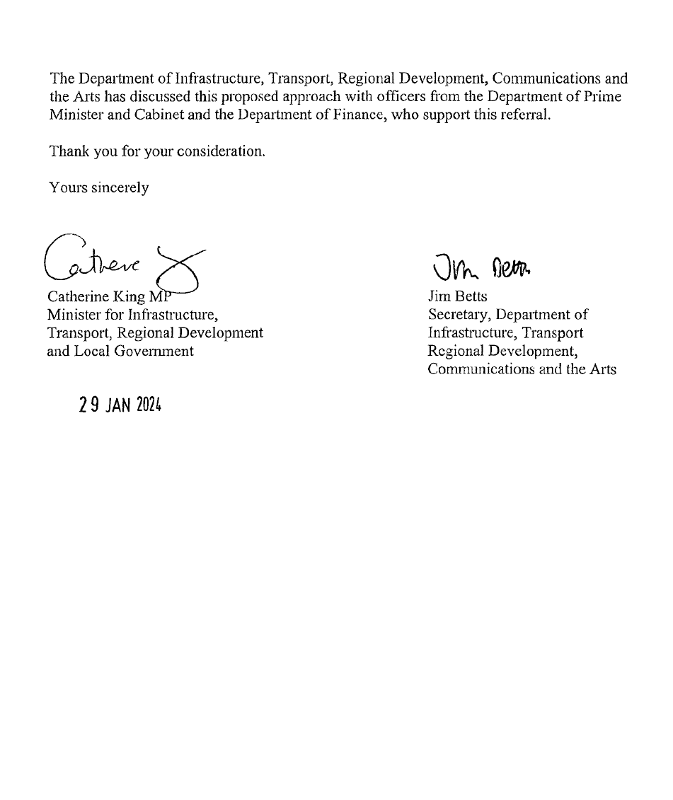 Request for audit letter from Hon Catherine King MP page 2