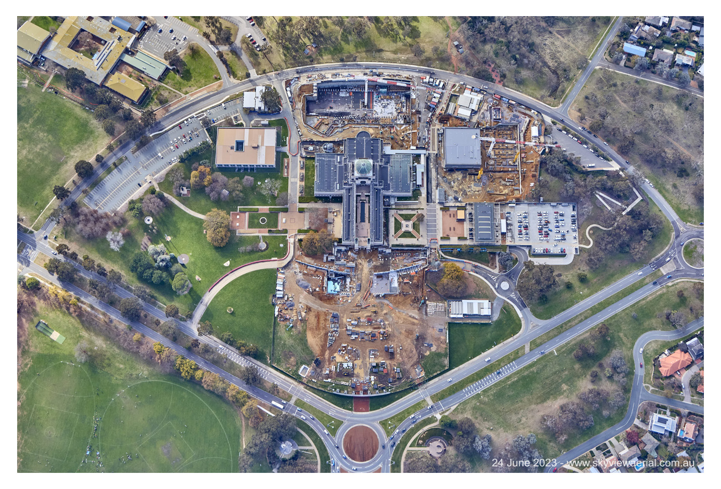 Aerial photo of the Australian War Memorial Development Project 24 June 2023