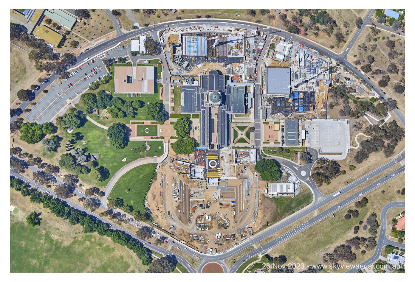 Aerial photo of the Australian War Memorial Development Project 26 November 2023