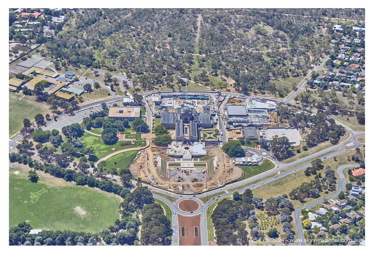 Aerial photo of the Australian War Memorial Development Project 25 February 2024