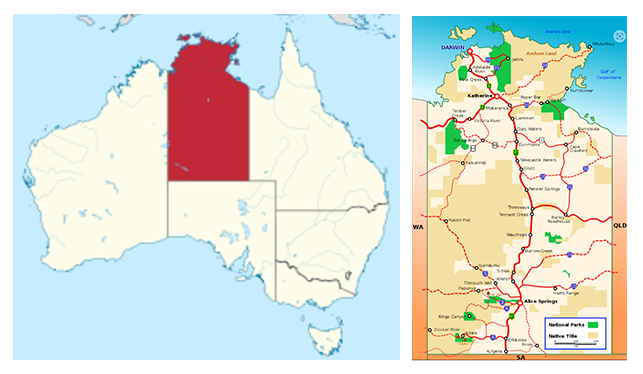 Map of Australia with Northern Territory highlighted.