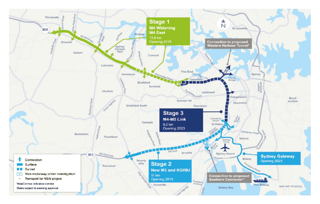 Map of the WestConnex project