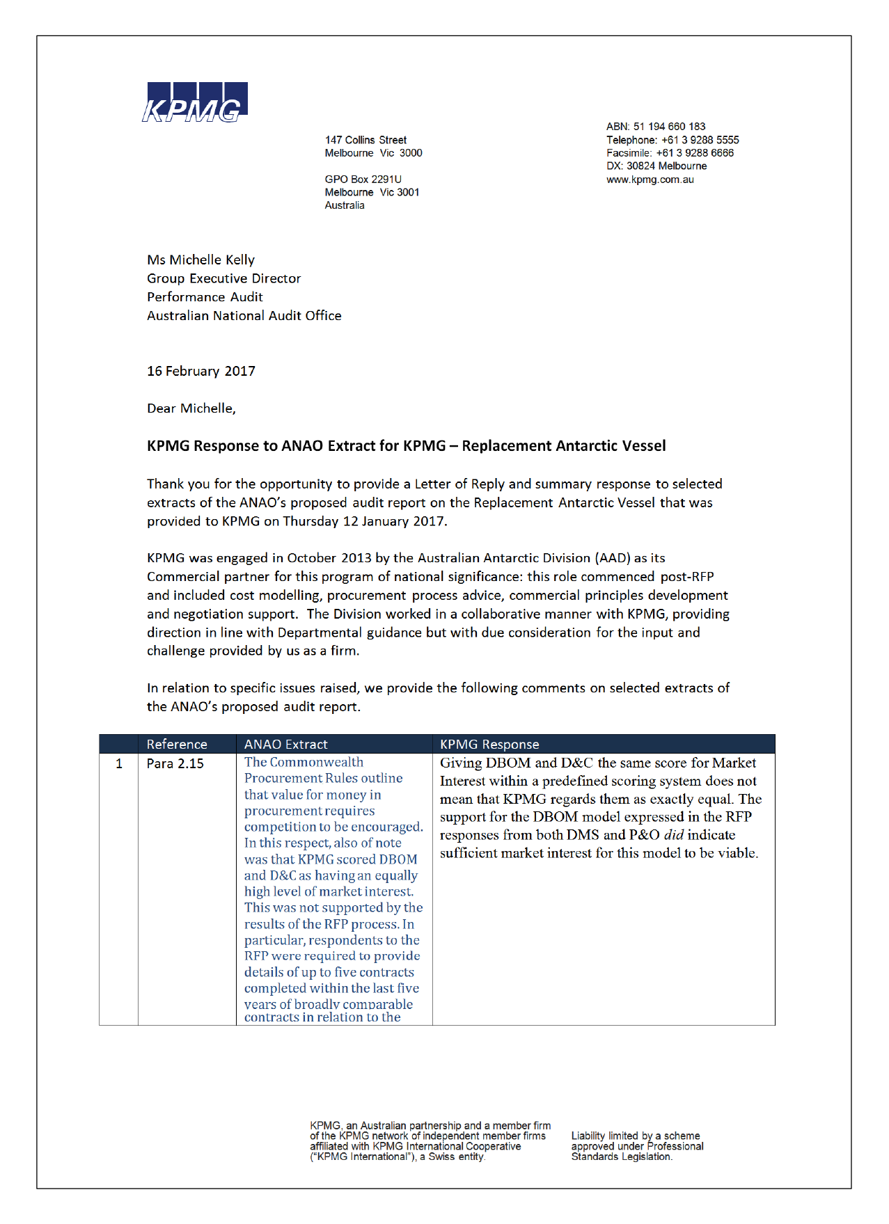 KPMG letter page 1