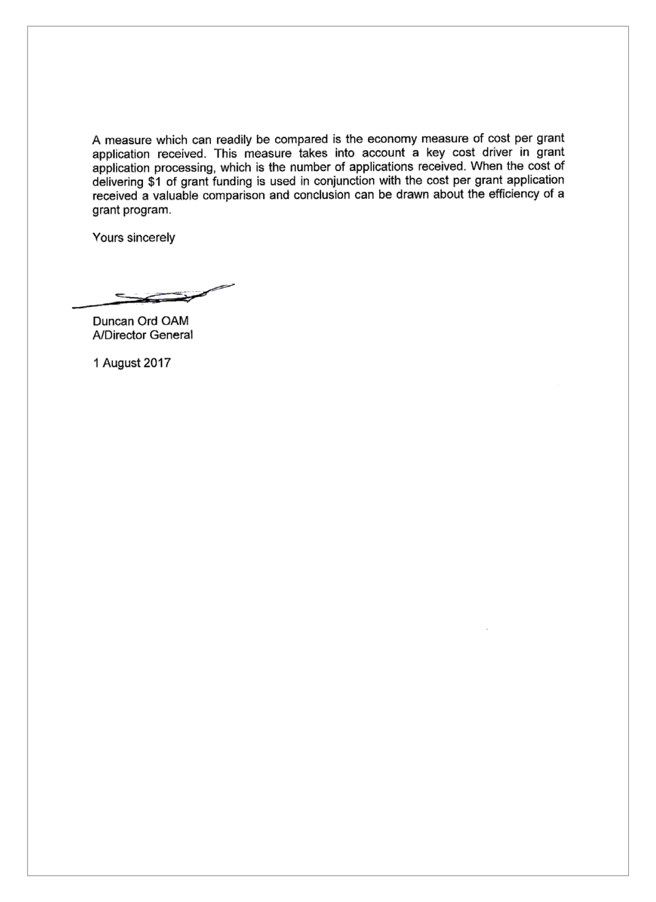 Page 2 - Response letter, Department of Local Government, Sport and Cultural Industries