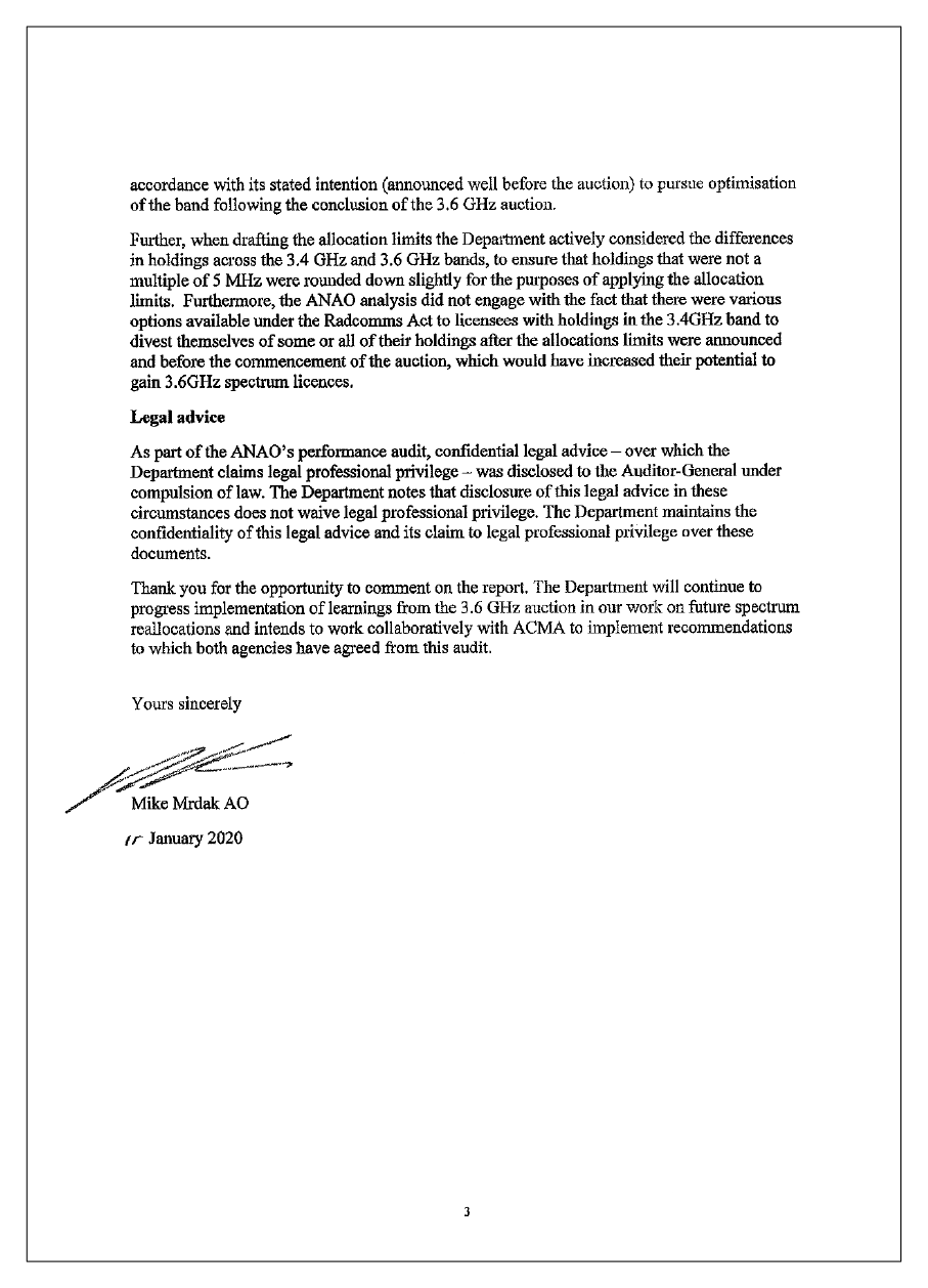 Page 3 of the response from the Department of Communications and the Arts