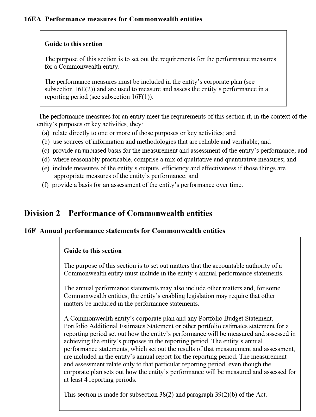 Page 5 of extract from PGPA Act requirements to prepare key documents. 