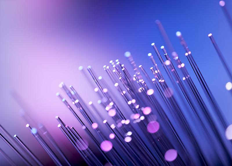 Fiber optics abstract background - Purple Blue Data Internet Technology Cable